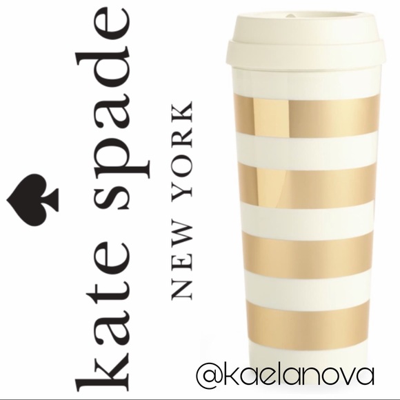 kate spade Other - Kate Spade Gold Stripe Thermal Mug